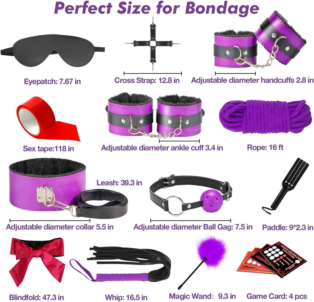 VelvetObedience 36-Piece BDSM Kit – Purple Edition