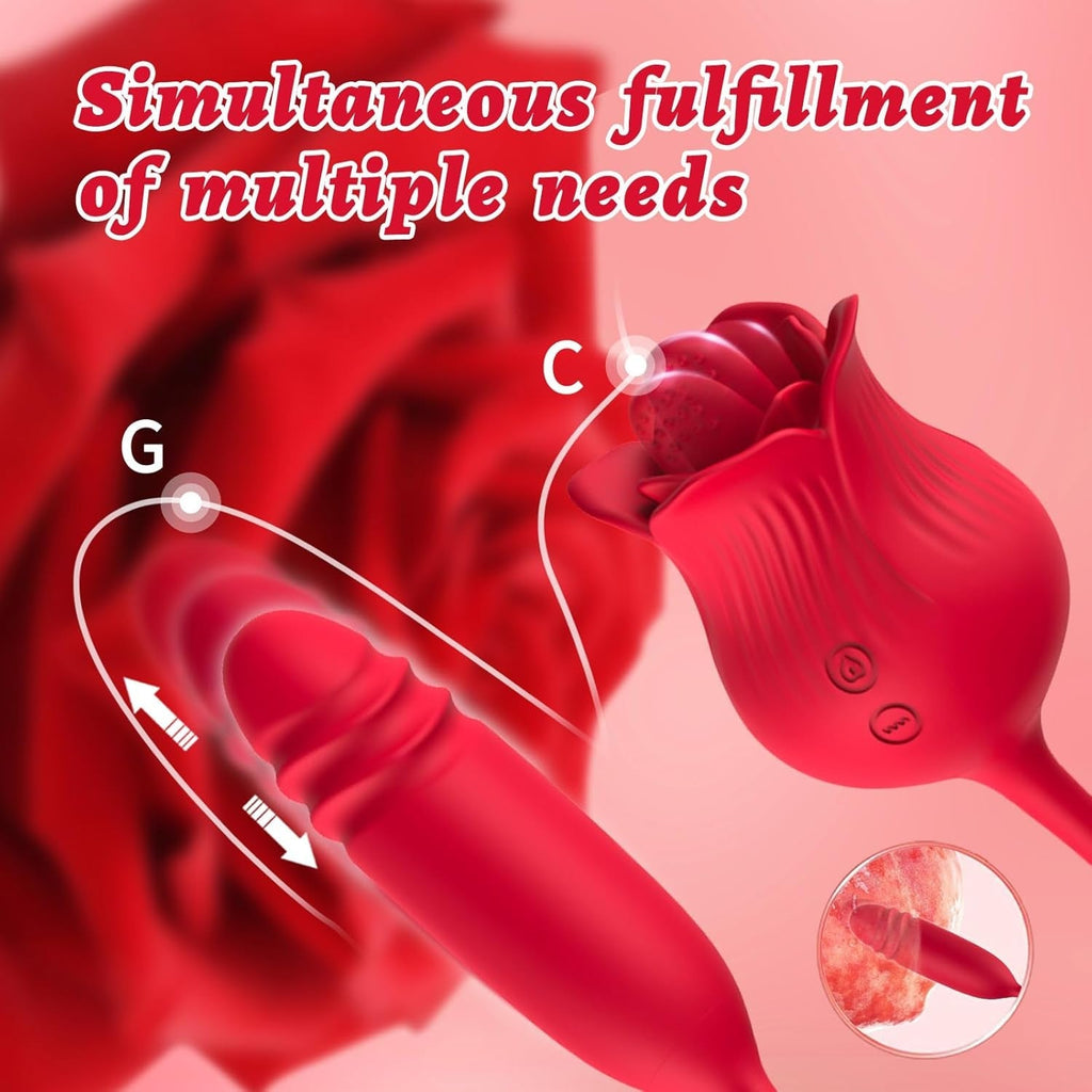 VelvetPetal Rose Licking Dual-Ended G-Spot Vibrator