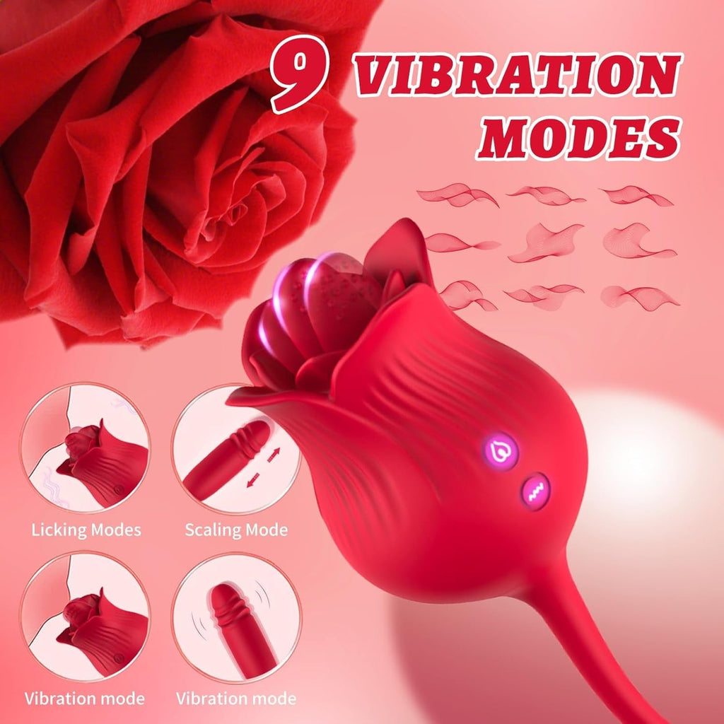 VelvetPetal Rose Licking Dual-Ended G-Spot Vibrator