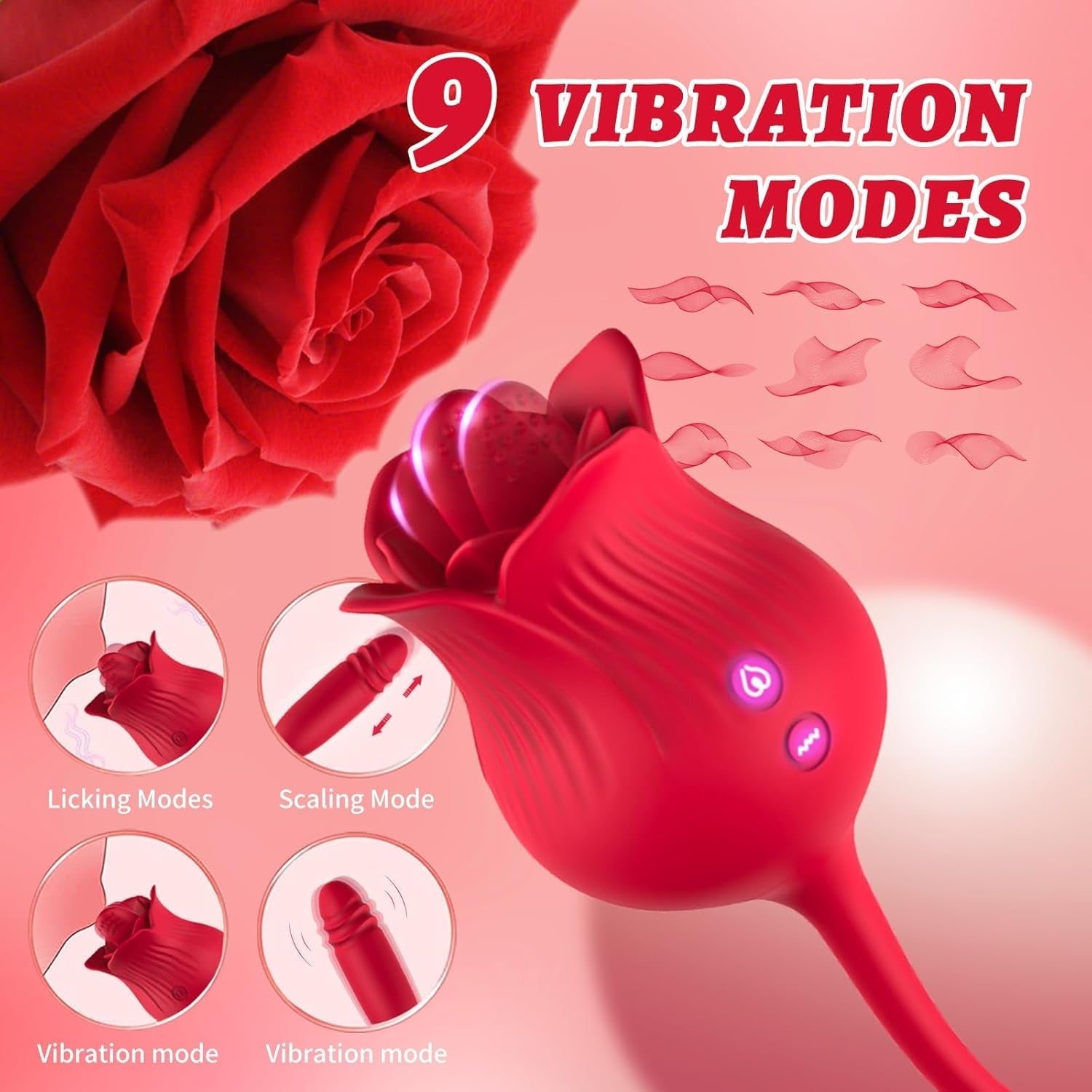 VelvetPetal Rose Licking Dual-Ended G-Spot Vibrator