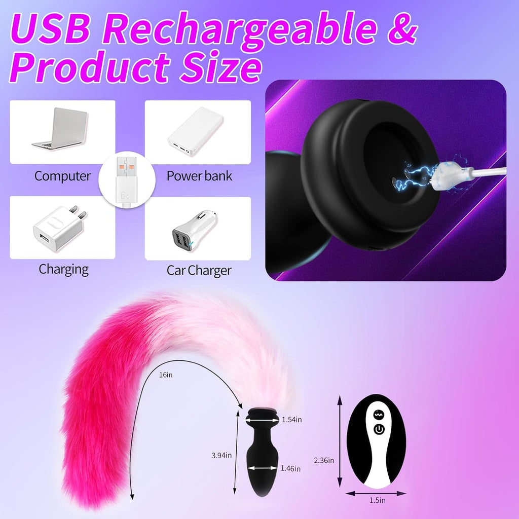 VibeTail Remote Vibrating Fox Tail Butt Plug