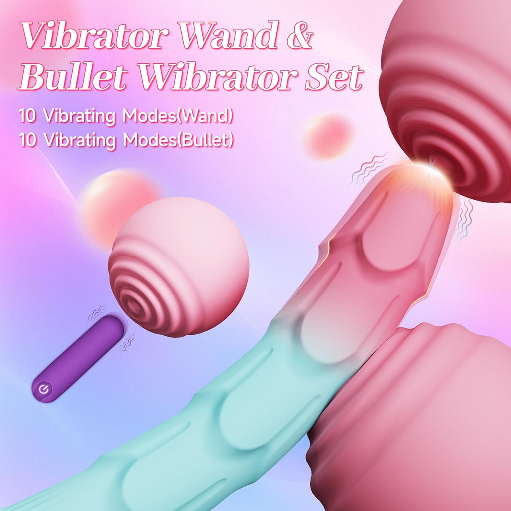 VibeTwin 2-in-1 Bullet & Dildo Wand Vibrator Set