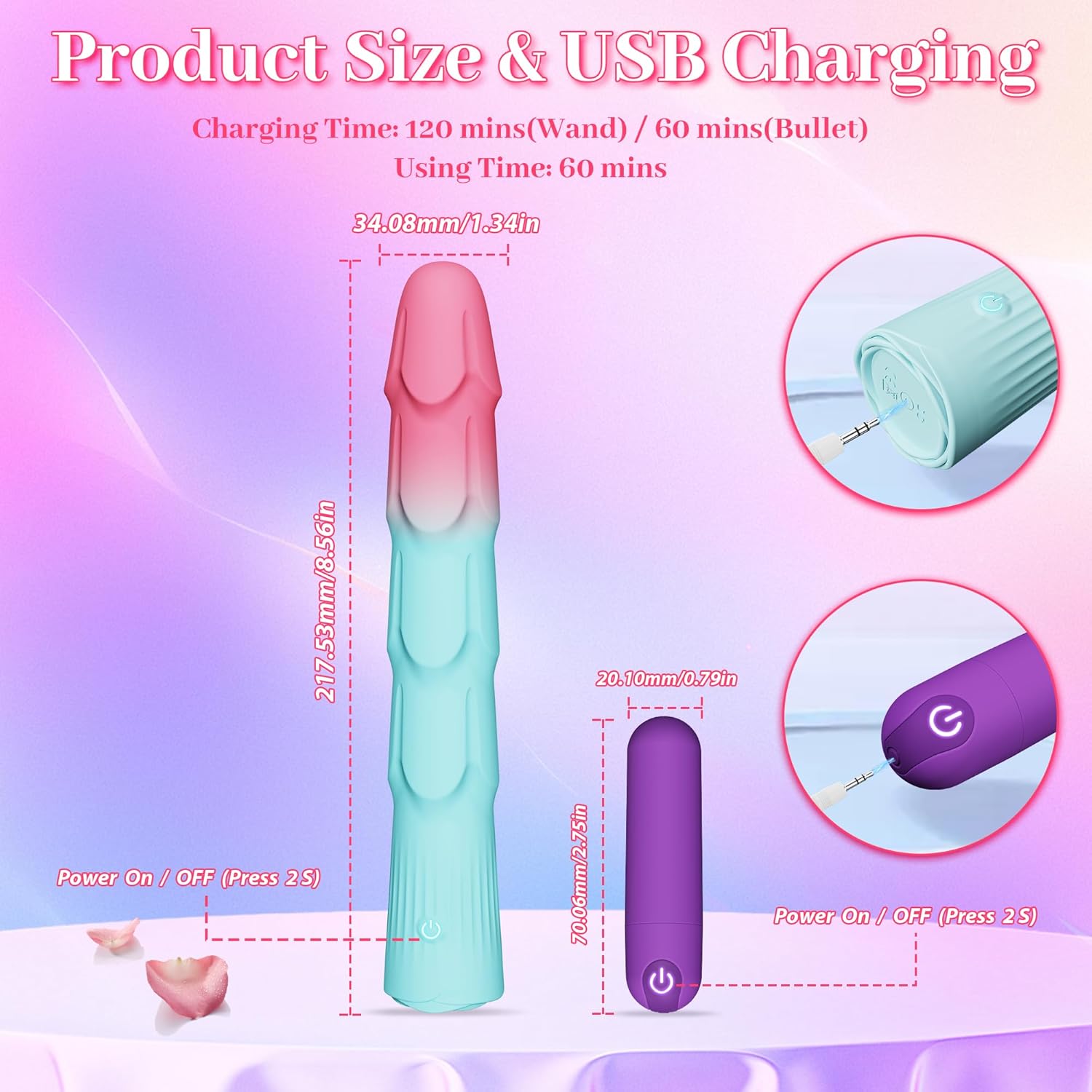 VibeTwin 2-in-1 Bullet & Dildo Wand Vibrator Set