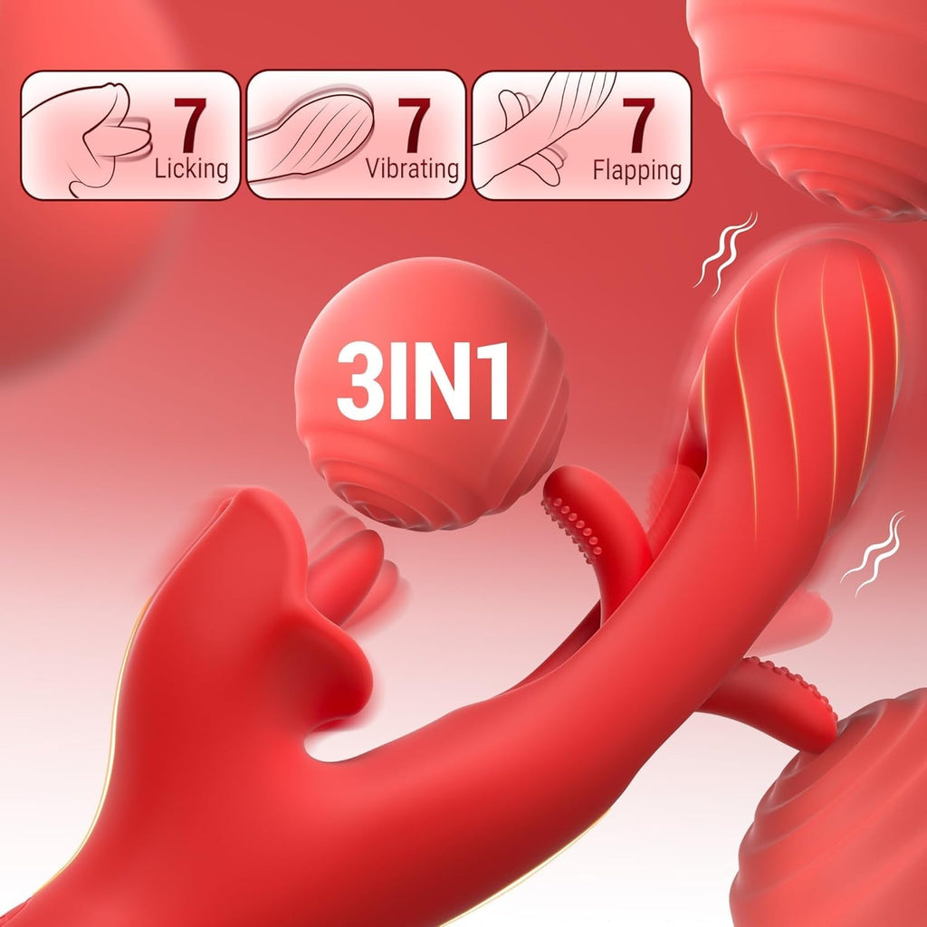 PulseRose 3-in-1 Rose Vibrator | Lick, Flap & Pulse