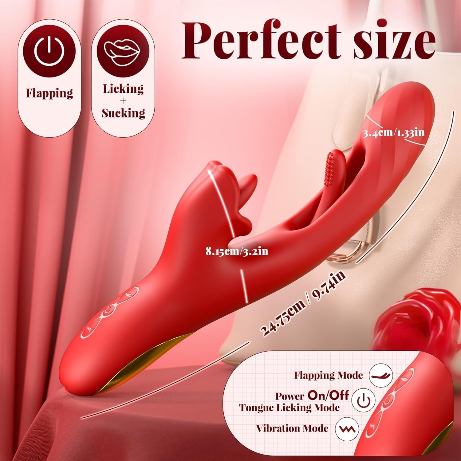 PulseRose 3-in-1 Rose Vibrator | Lick, Flap & Pulse