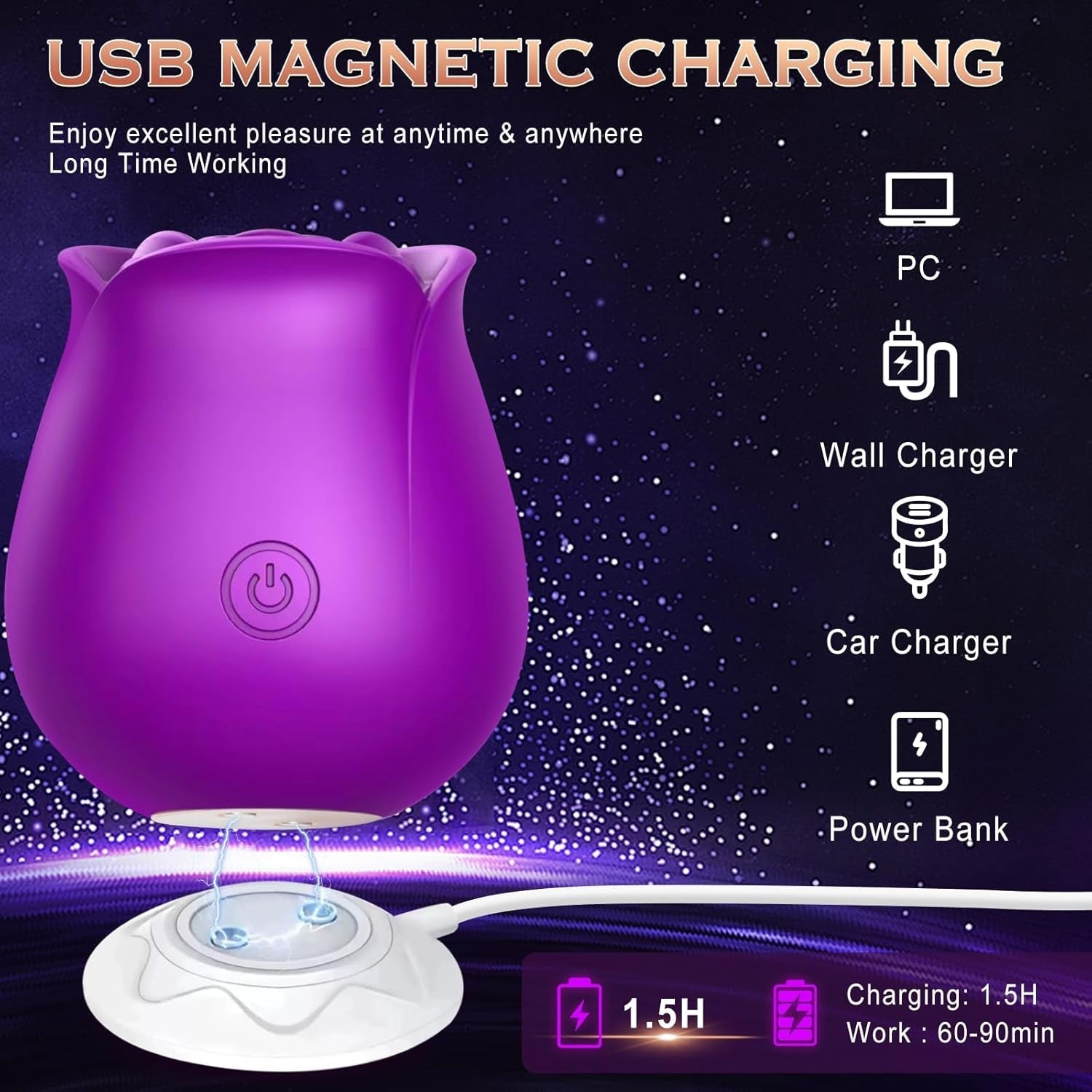 VioletBloom Purple App Controlled Rose Suction Vibrator