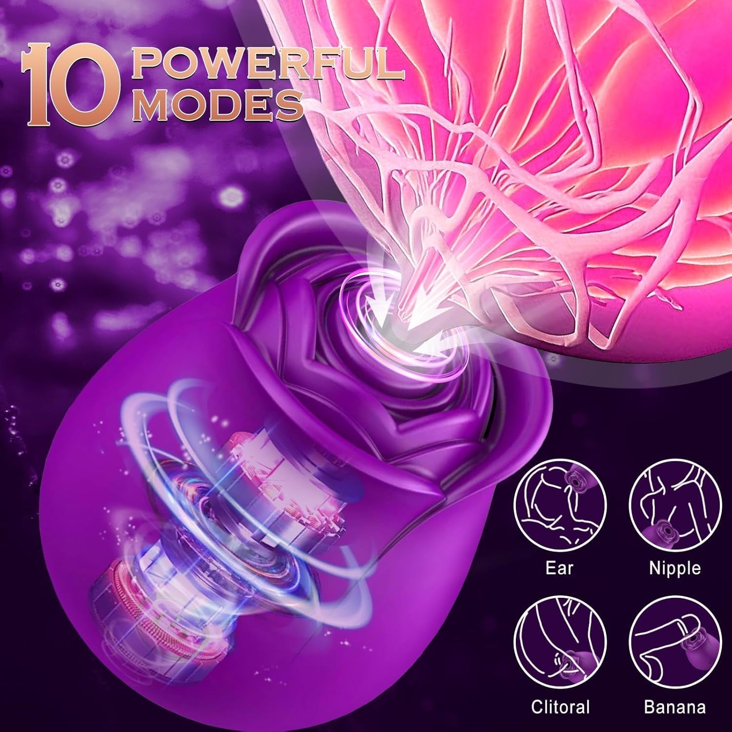 VioletBloom Purple App Controlled Rose Suction Vibrator