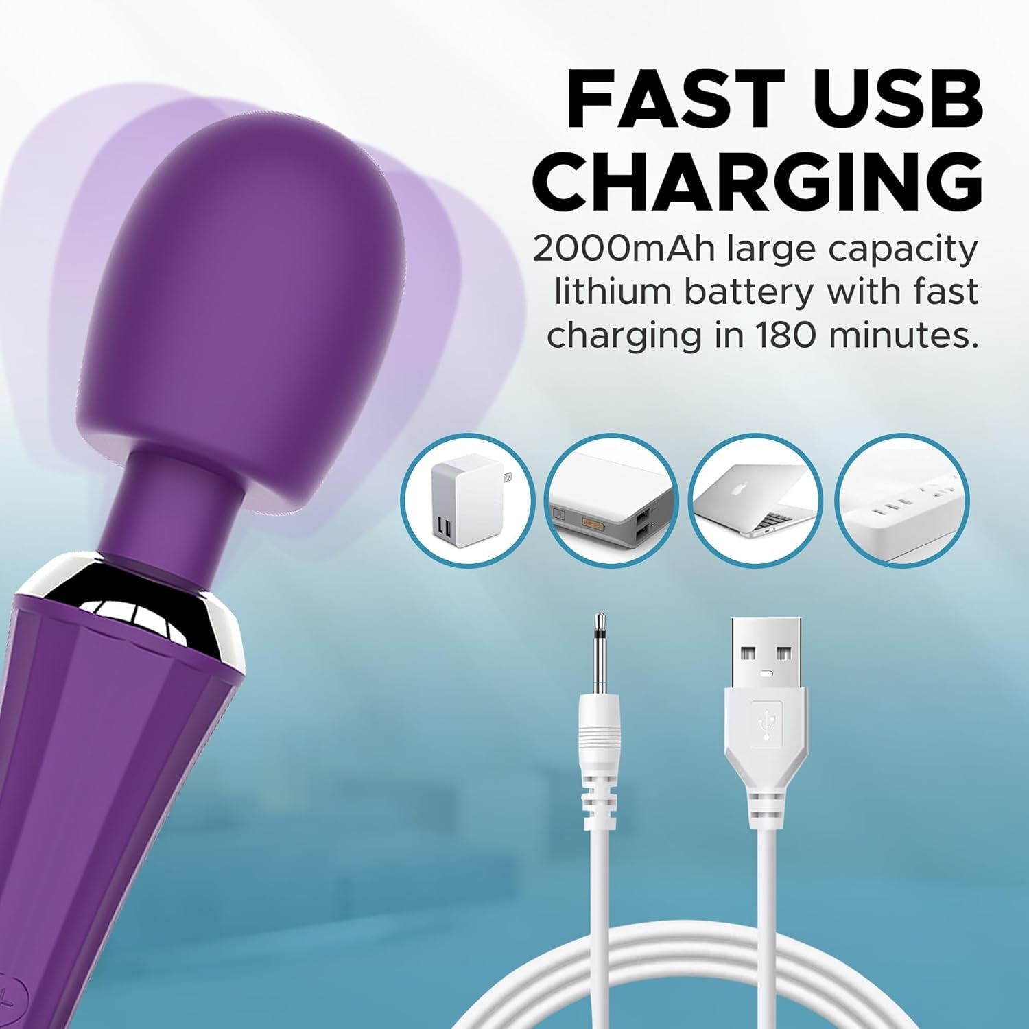 VioletReach Cordless Stimulation Wand Vibrator