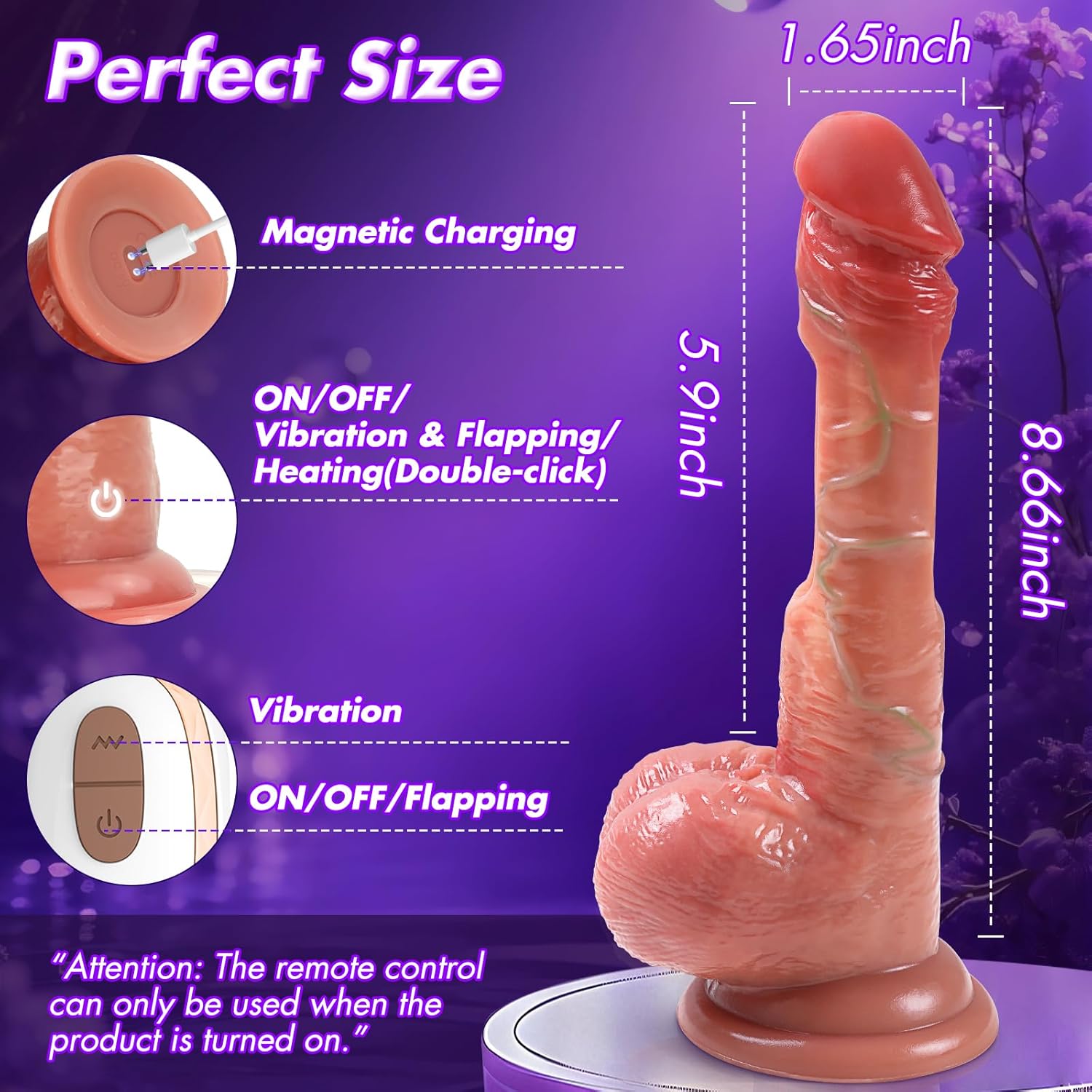 VixenWave 8.5'' Remote Control Flapping Dildo Vibrator